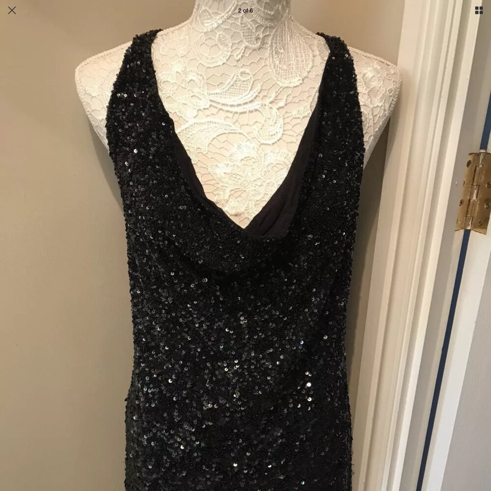 All Saints SCALA Black Sequin Top  $190 Camisole Sz UK 6/US 2